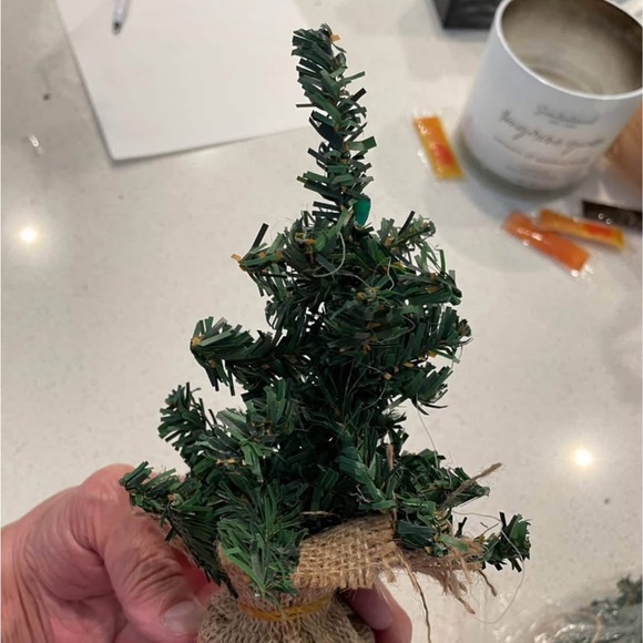 Miniature Green Holiday Tree with Burlap Base - Picture 2 of 2